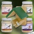 Pindakaaspakket voor vogels (4 x 300ml) & Houten houder