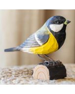 DecoBird Koolmees | Houtgesneden vogel van lindenhout | Wildlife Garden