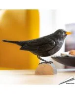 DecoBird Merel | Houtgesneden vogel van lindenhout | Wildlife Garden