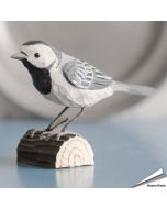 DecoBird - Witte kwikstaart | Houtgesneden vogel | lindenhout