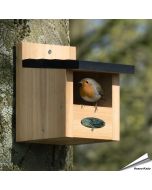 Halfopen nestkast voor roodborst ✔️ FSC-hout ✔️ Geschikt voor roodborst, kwikstaart & winterkoning ✔️ Aanbevolen door Vogelbescherming ➤ Vogelhuisje.com
