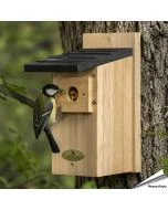 Houten nestkast met 32 mm opening voor koolmees & andere mezen ✔️ FSC-hout ✔️ Goede isolatie - Veilige broedplek voor tuinvogels ➤ Vogelhuisje.com