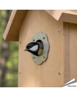 Bescherm je nestkast tegen uithakken met ons invliegplaatje (rozet) ✔️ Verkleint de invliegopening op 32mm ✔️ Gemaakt van roestvrij staal ✔️ Geschikt voor koolmezen en andere tuinvogels ✔️ Bestel nu op Vogelhuisje.com