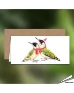 Kerstkaart met de familie groene specht - Perfect om een vleugje natuur in je kerstwensen te brengen! - Vogelhuisje.com