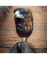 Houten kledinghaak Steenarend van Wildlife Garden met donkerbruine adelaarskop, gele snavelbasis en metalen haak