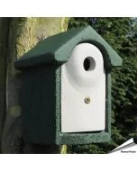 Houtbeton nestkast 28mm ✔️ Ideaal voor koolmezen & kleine mezen ✔️ Duurzaam en isolerend ✔️ Met roofdierbescherming ➤ Shop nu bij Vogelhuisje.com