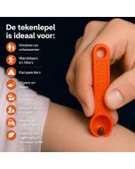 Ticked Off tekenlepel gebruikt bij een mens