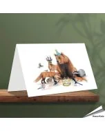 Verjaardagskaart met een leuke beer en zijn dierenvriendjes - www.vogelhuisje.com