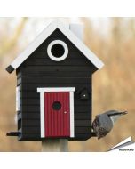 Multiholk Svart Hus van Wildlife Garden ✔️ Nestkast en voederhuis in 1 ✔️ Voor kleine tuinvogels ✔️ Geïnspireerd op Scandinavische architectuur ➤ Vogelhuisje.com