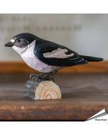 DecoBird - Bonte vliegenvanger | Houtgesneden vogel | lindenhout