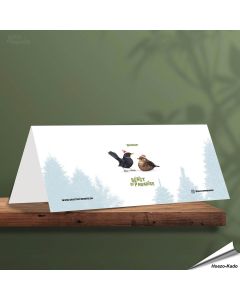 Kerstkaart met mooie Merels - Voor natuurliefhebbers - www.vogelhuisje.com