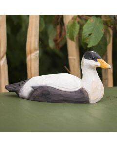 Handgesneden DecoBird Eider van Wildlife Garden. Grote houten eidereend van ca. 27,7 cm, natuurgetrouw beschilderd en ideaal als vogeldecoratie.
