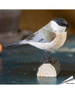 DecoBird - Glanskop | Houtgesneden vogel | lindenhout