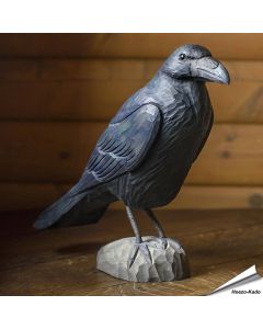 Houtgesneden vogel in de vorm van een Raaf is een mooie decoratie waar het hele gezin dol op zal zijn ✔️ Levensecht vorm- en kleur gegeven model ➤ Koop nu online bij Vogelhuisje.com