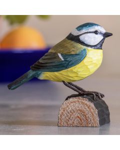 DecoBird Pimpelmees | Houtgesneden vogel van lindenhout | Wildlife Garden