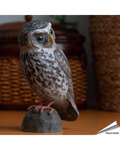DecoBird Steenuil, houtgesneden vogel van lindenhout