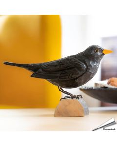 DecoBird - Merel | Houtgesneden vogel | lindenhout