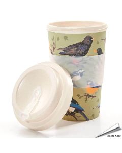 Herbruikbare Bamboe koffiemok met Vogelprint
