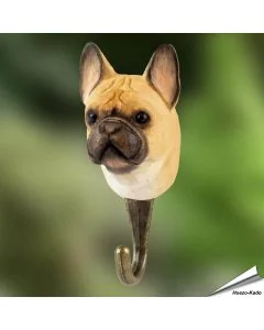 Een houten Kledinghaak met een Franse bulldog - Vogelhuisje.com