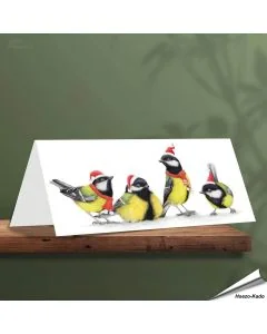Kerstkaart met leuke koolmezen - Voor natuurliefhebbers - www.vogelhuisje.com