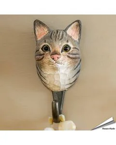 Kledinghaak van Wildlife Garden met een cyperse kat ✔️ Ambachtelijk uit hout gesneden ✔️ Origineel en decoratief cadeau ➤ Bestel nu op Vogelhuisje.com