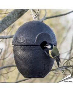 Houtbeton nestkast Malaga | hangend | zwart | Vogelhuisje.com