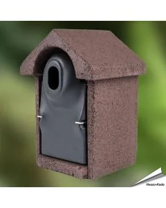 Houtbeton nestkast voor vogels | Ovale invliegopening | bruin | Vogelhuisje.com