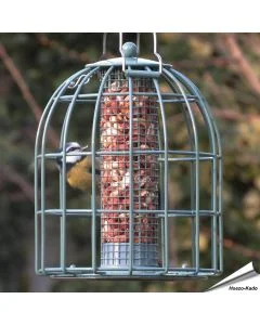 Compact voedersilo voor pinda's met beschermkooi | groen | Vogelhuisje.com