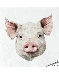 Stijlvolle servetten met een varken (boederijdier) van Esschert Design ✔️ FSC-papier, 3-laags, biologisch afbreekbaar ✔️ Perfect voor elke tafelsetting ➤ Bestel bij Vogelhuisje.com