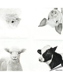 Stijlvolle servetten met koe, varken, schaap en kuiken van Esschert Design ✔️ FSC-papier, 3-laags, biologisch afbreekbaar ✔️ Perfect voor elke tafelsetting ➤ Bestel bij Vogelhuisje.com