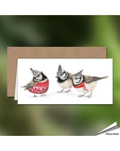 Kerstkaart met de familie kuifmees - Perfect om een vleugje natuur in je kerstwensen te brengen! - www.vogelhuisje.com