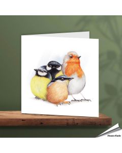 Wenskaart - Knuffelige Europese tuinvogeltjes - www.vogelhuisje.com