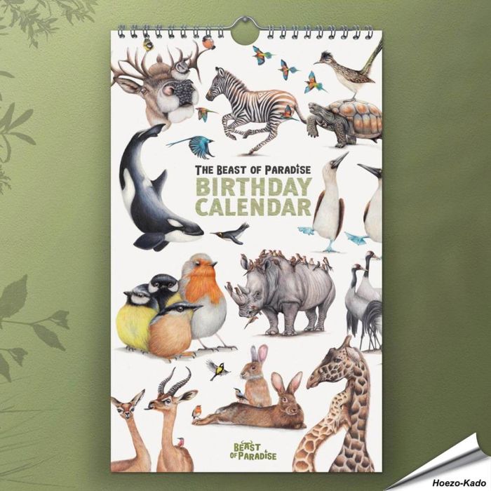 Verjaardagskalender van Beast of Paradise met wilde dieren ➤ Bestel nu op Vogelhuisje.com