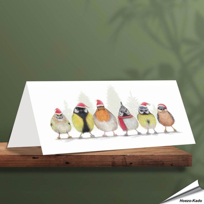 Kerstkaart met leuke teuinvogels - Voor natuurliefhebbers - www.vogelhuisje.com