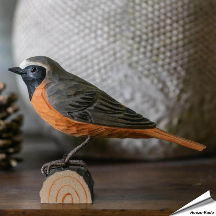 DecoBird Gekraagde roodstaart | Houtgesneden vogel van lindenhout | Wildlife Garden