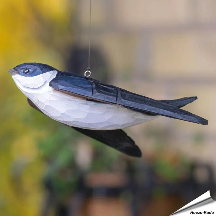 DecoBird Huiszwaluw | Houtgesneden vogel van lindenhout | Wildlife Garden