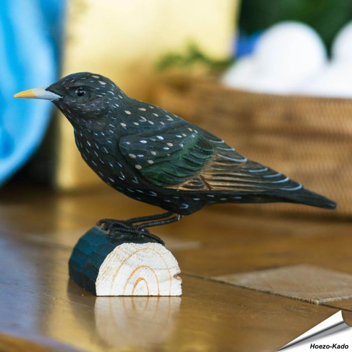 DecoBird Spreeuw | Houtgesneden vogel van lindenhout | Wildlife Garden
