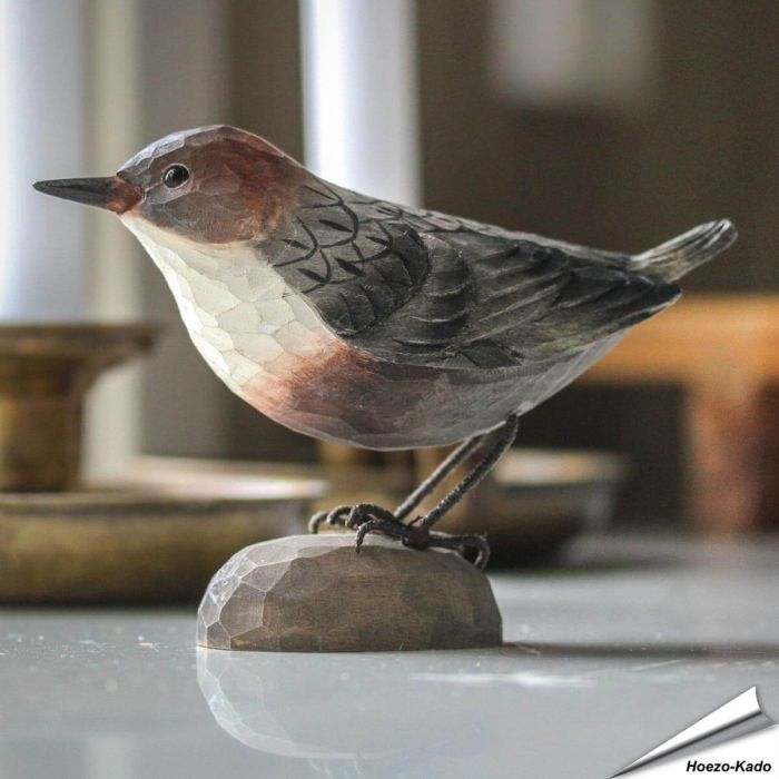 DecoBird Waterspreeuw | Houtgesneden vogel van lindenhout | Wildlife Garden
