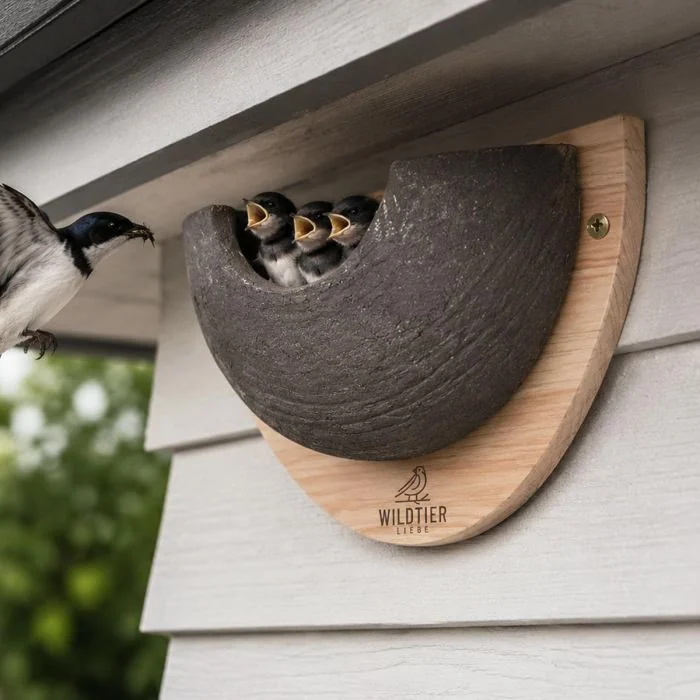Enkele Nestkast voor de Huiszwaluw ✔️ 100% Natuurlijke materialen ✔️ Met grote nestschaal ✔️ Duurzaam en Weerbestendig ✔️ Help de huiszwaluwpopulatie ➤ Vogelhuisje.com