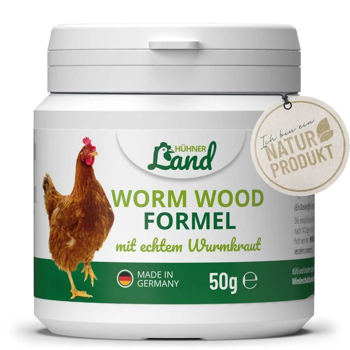 Wormwood Formule van HÜHNER Land - 50 gram ✔️ Na een wormkuur bij kippen ✔️ Natuurlijke kruiden ✔️ Ondersteunt een gezonde darmfunctie ✔️ Bestel in de Vogelhuisje.com Webshop