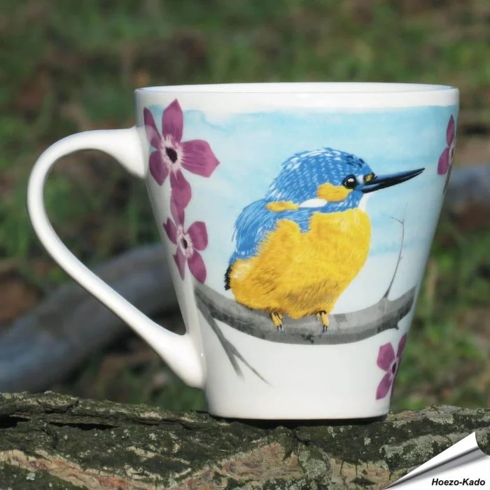 Porseleinen Mok - IJsvogel - getekend door Myrte