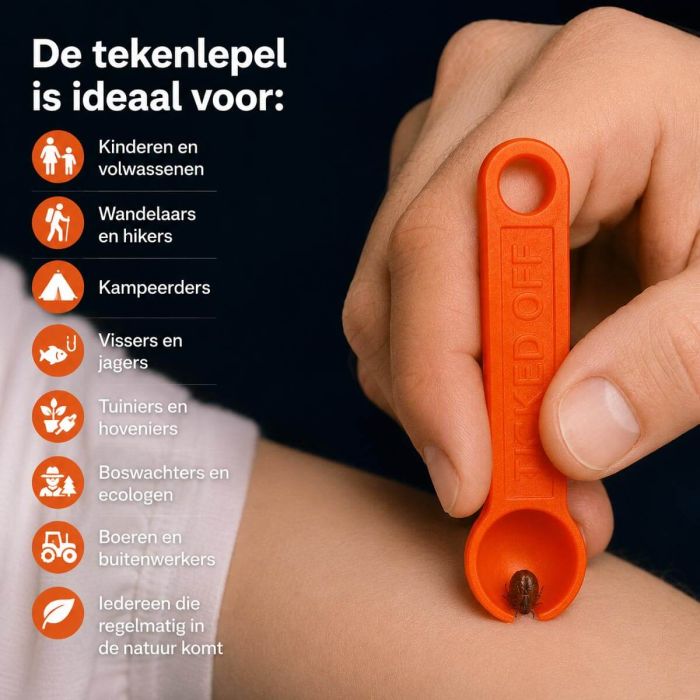 Ticked Off tekenlepel gebruikt bij een mens