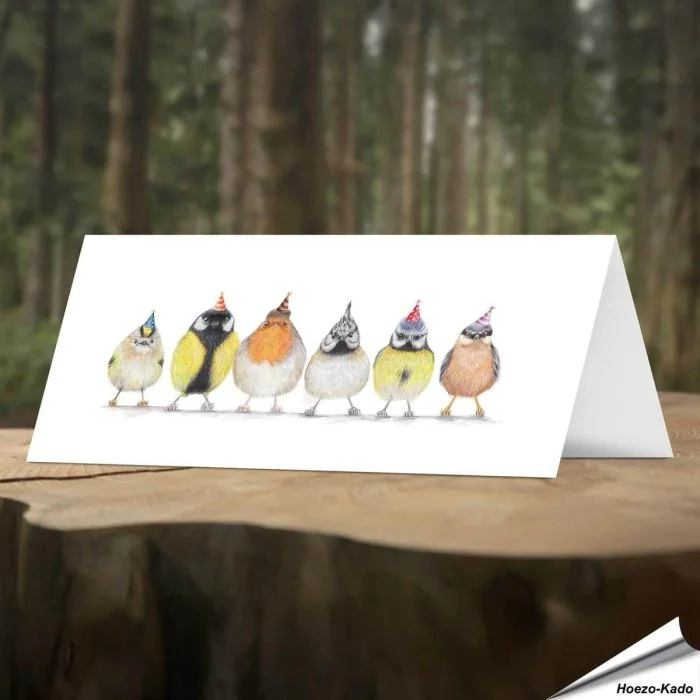 Verjaardagskaart met leuke tuinvogels - Voor natuurliefhebbers - Vogelhuisje.com