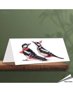 Kerstkaart met leuke spechten - Voor natuurliefhebbers - www.vogelhuisje.com