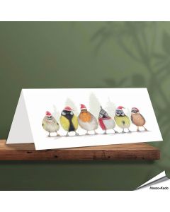 Kerstkaart met leuke teuinvogels - Voor natuurliefhebbers - www.vogelhuisje.com