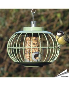 Voederlantaarn voor zaden met beschermkooi | groen | Vogelhuisje.com