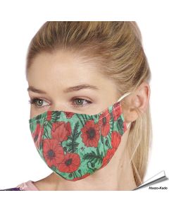 Mondkapje met Papaver motief | Wasbaar | Neusstrip