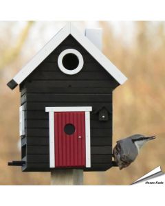 Multiholk Svart Hus van Wildlife Garden ✔️ Nestkast en voederhuis in 1 ✔️ Voor kleine tuinvogels ✔️ Geïnspireerd op Scandinavische architectuur ➤ Vogelhuisje.com