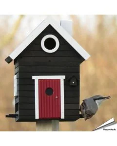 Multiholk Svart Hus van Wildlife Garden ✔️ Nestkast en voederhuis in 1 ✔️ Voor kleine tuinvogels ✔️ Geïnspireerd op Scandinavische architectuur ➤ Vogelhuisje.com