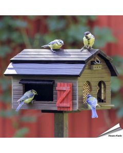 Voederschuur (bruin) - Multifeeder Barn | Wildlife Garden | Vogelhuisje.com